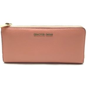 Michael Kors Women's Jet Set Wallet Peach Leather Quarter-Zip